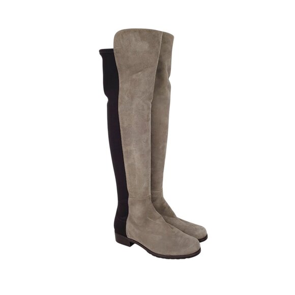 Stuart Weitzman Russell Bromley 5050 Over the Knee Boots Beige Brown Womens 6.5 - Picture 1 of 10